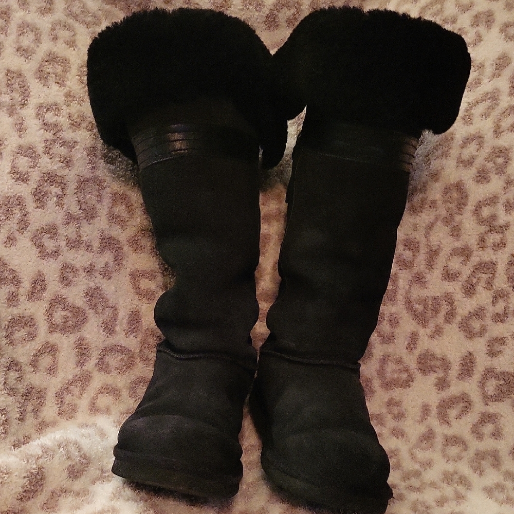 UGG Black Suede Fur Boots